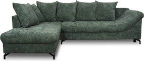 Rohová sedačka Kati, šedo-zelená látka, ľavý roh