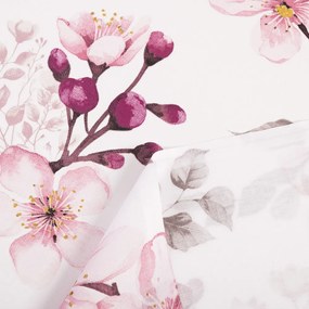 Biante Bavlnený záves Sandra SA-583 Ružové kvety s vetvičkami na bielom 150x140 cm
