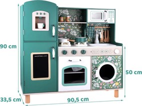 JOKOMISIADA Veľká drevená kuchyňa v retro štýle s chladničkou, práčkou a doplnkami ZA4833