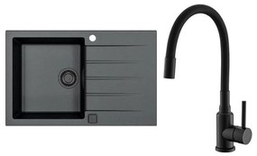 ALVEUS SETA23231 - Kuchynský drez CADIT+drezová batéria MINTAS 34cm granit/čierna