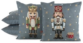 VIANOČNÁ GOBELÍNOVÁ DEKORAČNÁ OBLIEČKA NA VANKÚŠ NUTCRACKER1 45X45 CM VZOROVANÁ