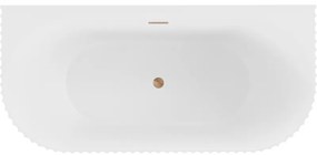 Mexen Sella, voľne stojaca vaňa ku stene, drážkovaná, 150 x 75 cm, biela matná, medená matná, 52711507501-65