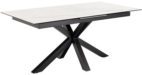 Jedálenský rozkladací stôl Heaven 168/210 cm biely mramor/čierny
