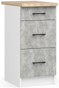 Spodná kuchynská skrinka s doskou OLIWIA S40 SZ3 biela / betón