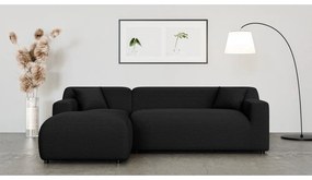 Čierna menčestrová rohová pohovka (ľavý roh/s leňoškou) Martin – Ropez