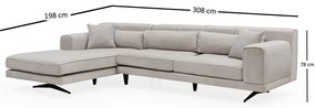 Svetlobéžová rohová pohovka Artie Jivago, ľavý roh