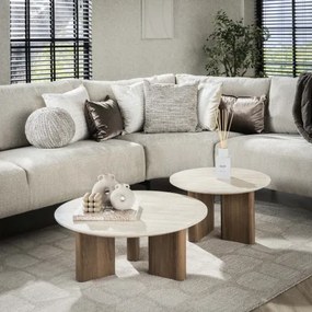 Konferenčný stôl 45-62 Romano 2-set Ceramic Travertine - Komfort-nábytok
