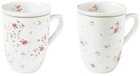 Súprava 2 bielych porcelánových hrnčekov Brandani Nonna Rosa