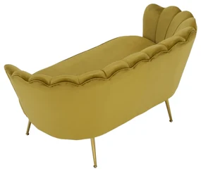 Lavica v štýle Art-deco, horčicová Velvet látka/gold chróm-zlatý, NOBLIN