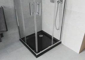 Mexen Rio, štvorcový sprchový kút 90 x 90 cm, 6mm číre sklo, chrómový profil + čierna sprchová vanička, 860-090-090-01-00-4070