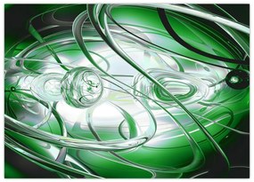 Zelený abstraktný sklenený obraz (70x50 cm)