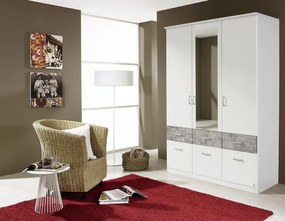 Šatníková skriňa Bremen, 136 cm, biela/šedý betón