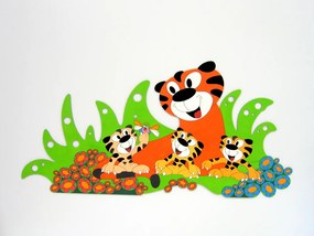 Dekorácia na stenu Tiger s mláďatkami