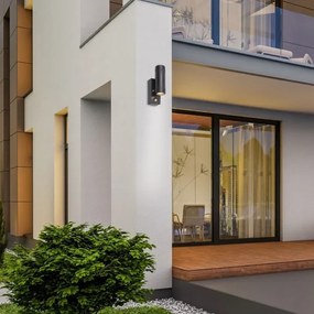 Rabalux 8835 - Vonkajšie nástenné svietidlo so senzorom MEDINA 2xGU10/10W/230V IP44 čierna