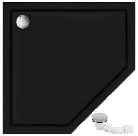 Rea Diamond - akrylátová sprchová vanička 90 x 90 x 5 cm + sifón, čierna, REA-K8543