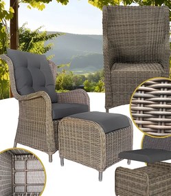 Záhradné ratanové kreslo s podnožkou