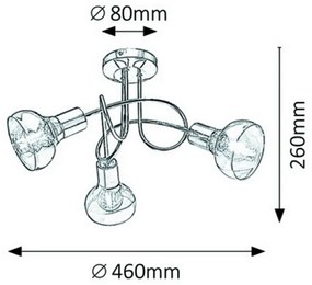 Rabalux 5548 - Prisadený luster HOLLY 3xE14/40W/230V zlatá