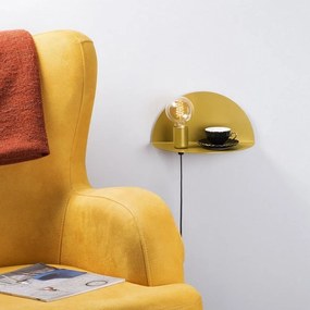 Nástenné svietidlo s poličkou v zlatej farbe Homemania Decor Shelfie, dĺžka 15 cm