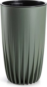 PLASTOVÝ KVETINÁČ STRIPPED SADA 2KS 25X42 CM+30X51,5 CM ZELENÁ