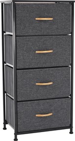 Komoda s látkovými zásuvkami PALMERA, čierna