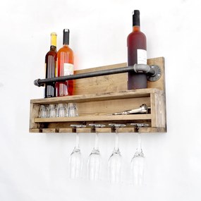 Kuchyňská police BORURAF černá/ořech