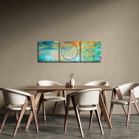 Obraz modrej abstrakcie (s hodinami) (90x30 cm)