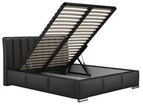 Elegantná posteľ Malone s vysokým čelom a úložným priestorom biela eko koža 180 x 200