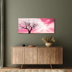 Ružový obraz stromu (120x50 cm)