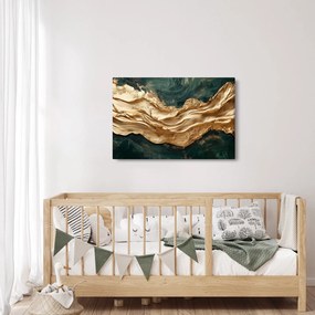 Obraz - Zelená abstrakcia so zlatom II. (90x60 cm)