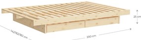 Dvojlôžková posteľ z borovicového dreva s úložným priestorom s roštom 140x200 cm v prírodnej farbe Kanso – Karup Design