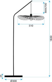 Toolight Toolight, stojaca lampa 183cm, 1xE27, APP1844-1F, čierna, OSW-07065