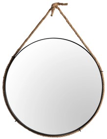 Tutumi Tutumi, okrúhle zrkadlo 60 cm v čiernom ráme na lane MSJ-60B, čierna-hnedá, HOM-09804