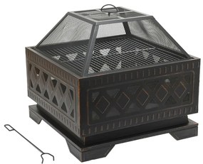 Prenosné ohnisko na drevo s roštom čierna/patina