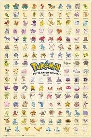 Plagát, Obraz - Pokémon - Kanto Prvá Generácia, (61 x 91.5 cm)