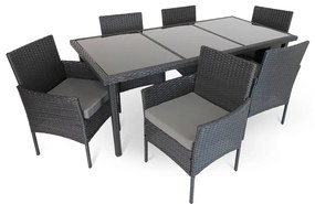 Záhradná zostava Solano - 6 miest, čierna