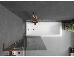 Mexen Next L, 1-krídlová vaňová zástena 70 x 150 cm, 6mm šedé sklo, ružové zlato profil, 895-070-000-03-40-60
