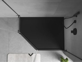 Mexen Flow, päťuholníková sprchová vanička slim 100 x 80 cm, pravá, čierna matná, 46P708010R