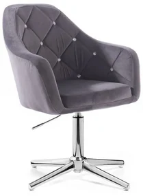 LuxuryForm DESIGN Kreslo ROMA VELUR na striebornom kríži - tmavo šedé