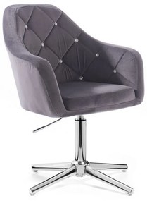 LuxuryForm DESIGN Kreslo ROMA VELUR na striebornom kríži - tmavo šedé