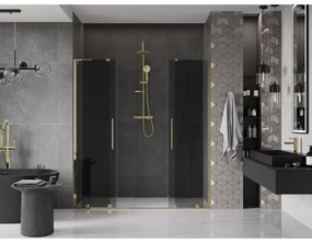 Mexen Velar L Duo, posuvné sprchové dvere do otvoru 180 cm, 8mm šedé sklo, zlatá lesklá, 871-180-003-42-50