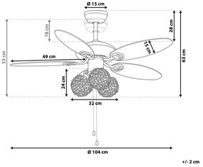 Stropný ventilátor so svetlom strieborný HEILONG Beliani