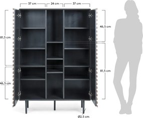 Čierna/v prírodnej farbe skrinka v dekore orecha 105x155x40 cm Kesia – Kave Home