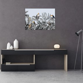 Sklenený obraz - Ilustrovaná džungľa (70x50 cm)