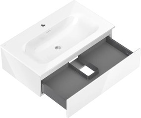 Mexen Orio, kúpeľňová skrinka 80 cm s umývadlom Vela, 1 zásuvka, biela lesklá, 91A10-08023-1-BF00-W23M00