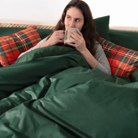 Goldea vianočné bavlnené posteľné obliečky - tmavo zelené 140 x 200 a 70 x 90 cm