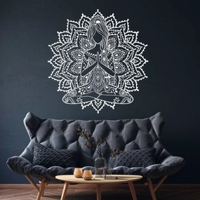 SENTOP | Drevená mandala joga žena – 3D obraz na stenu do obývačky | SENTOP PR0511
