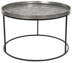 Čierno-strieborný kovový odkladací stolík Devereux - Ø 80 * 48 cm