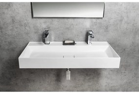 Biele dvojumývadlo z liateho mramoru 96x44 cm Godiva – Sapho