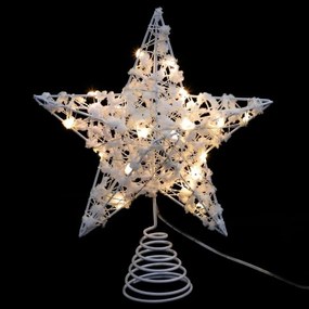 LED svetelná hviezda na vianočný stromček WHITE STAR 25 cm, biela