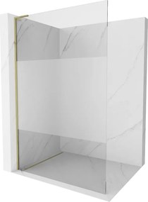Mexen Kioto L, sprchová zástena Walk-In 100 x 200 cm, 8mm číre sklo-námraza, zlatý lesklý profil,800-100-103-50-35